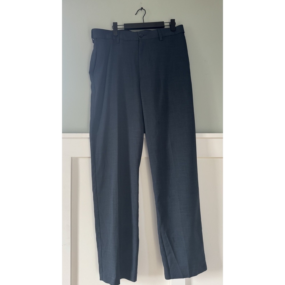 Savane 34 x 32 Dark Gray  Comfort Expander‎ Waist Flat Front Mens Dress Pants - Picture 2 of 8